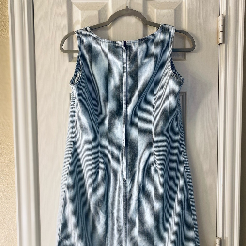 Liz Claiborne Denim Dress, Blue and White Striped Sleeveless, Size 4 - Picture 3 of 6